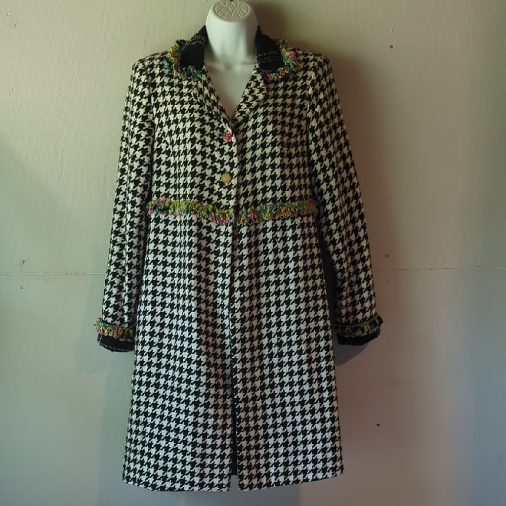 Taylor G Black and White Houndstooth Suit Jacket